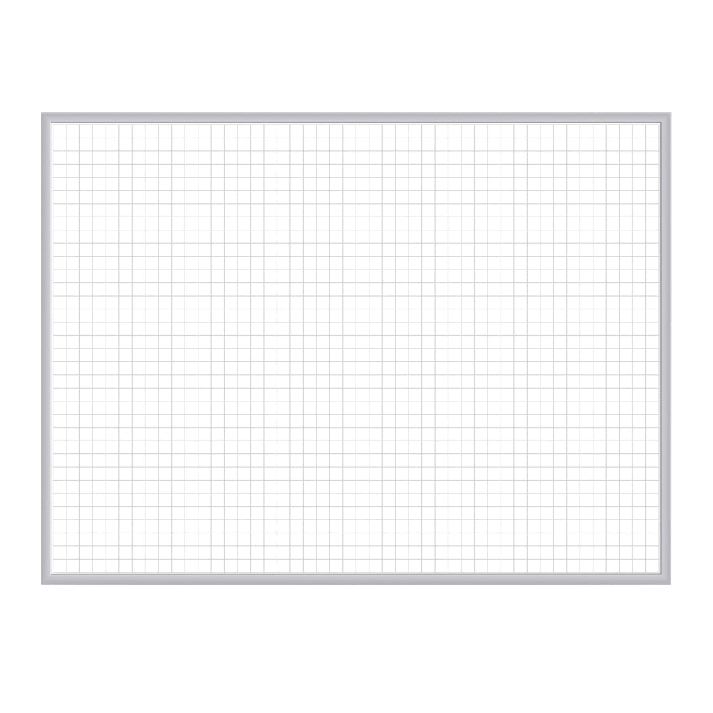 Ghent Grid 1in x 1in Magnetic Dry-Erase Whiteboard, 24in x 36in, Aluminum Frame With Satin Silver Finish