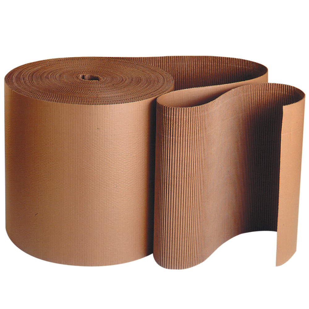 Partners Brand Single-Face Corrugated Roll, 4in x 250ft, Kraft