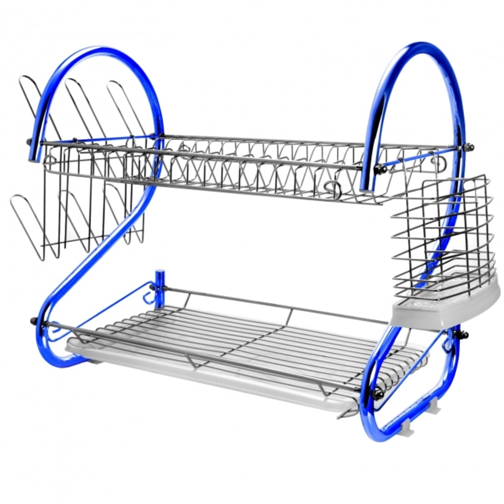 Megachef 16in Counter Top Drying Dish Rack, Blue