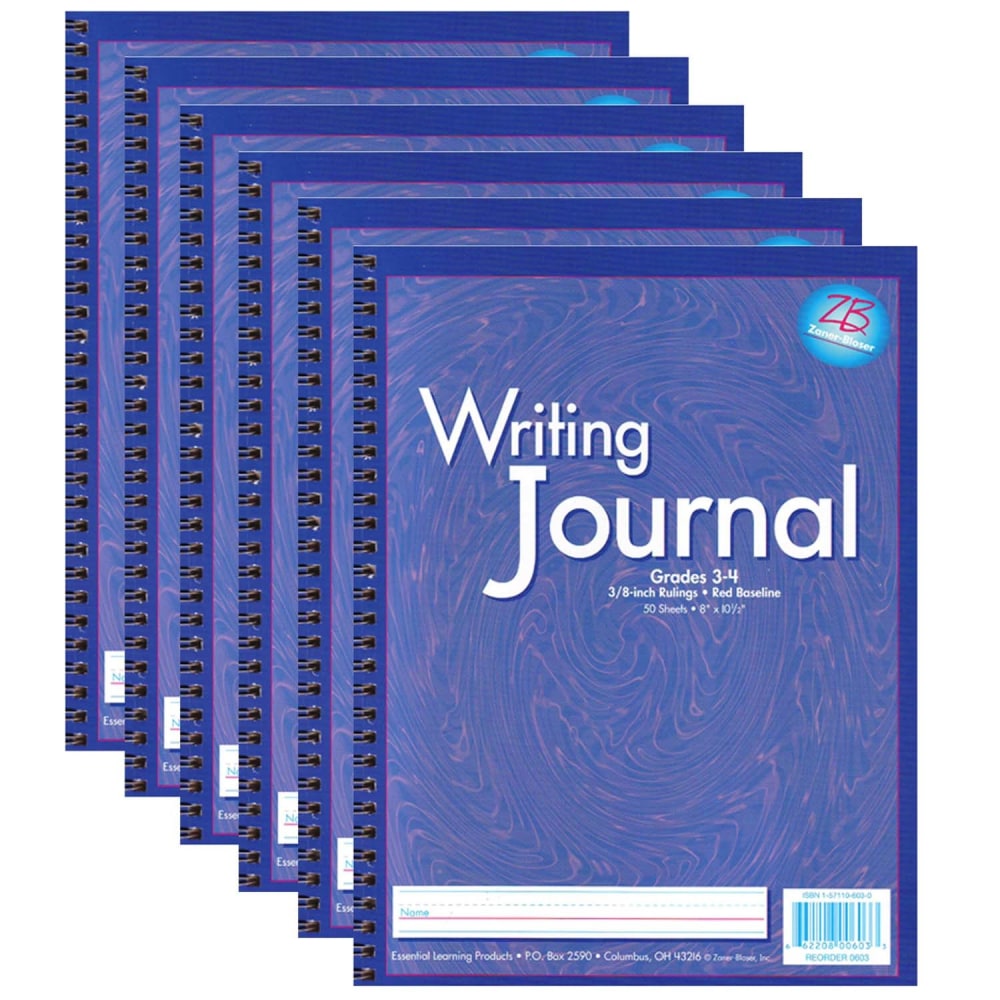 Pacon Zaner-Bloser My Writing Journals, 8in x 10-1/2in, Purple, Grade 3 To 4, Pack Of 6 Journals