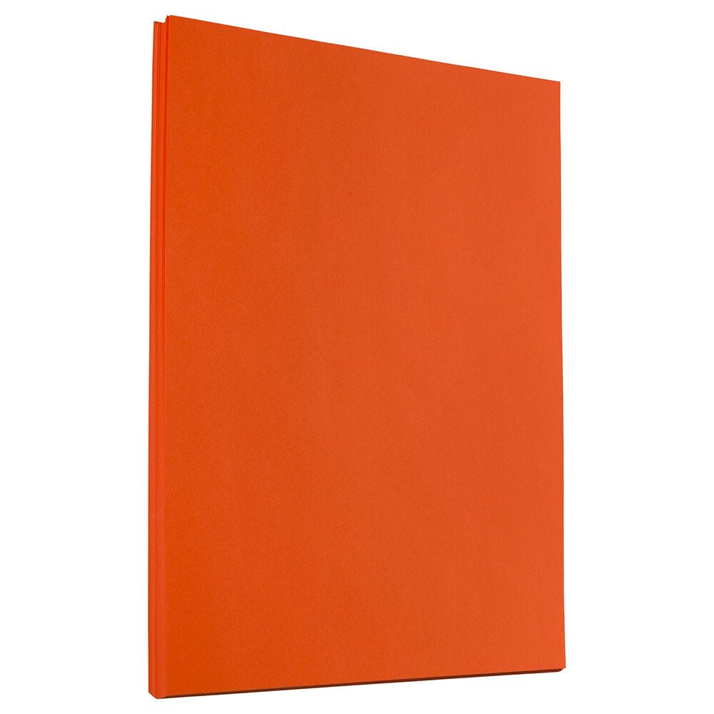 JAM Paper Color Paper, Mandarin Orange, Letter (8.5in x 11in), 50 Sheets Per Pack, 24 Lb, 30% Recycled