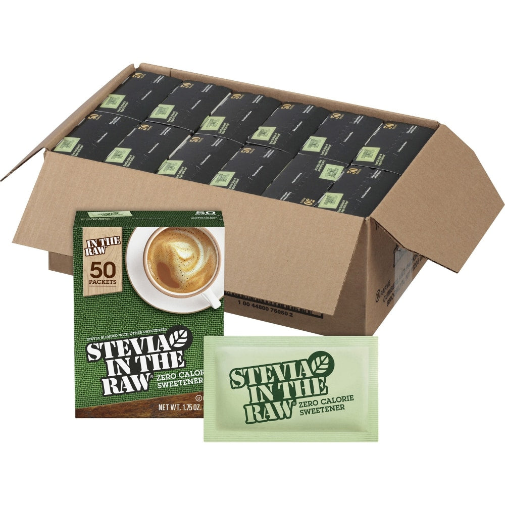 Stevia In The Raw Natural Sweetener Packets - Stevia Flavor - Natural Sweetener - 50/Box - 12 / Carton