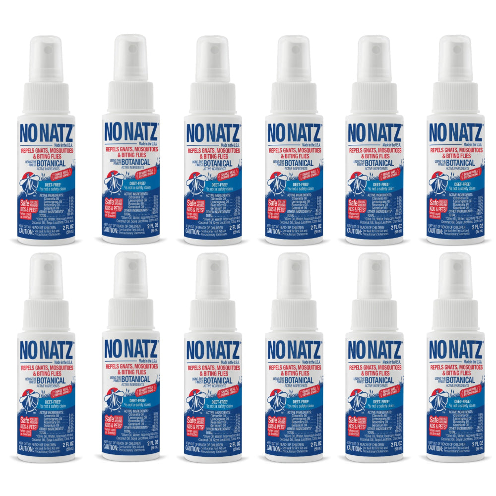No Natz Botanical Insect Repellent, DEET-Free, Fresh Scent, 2 Oz Spray Bottle, 12-Pack