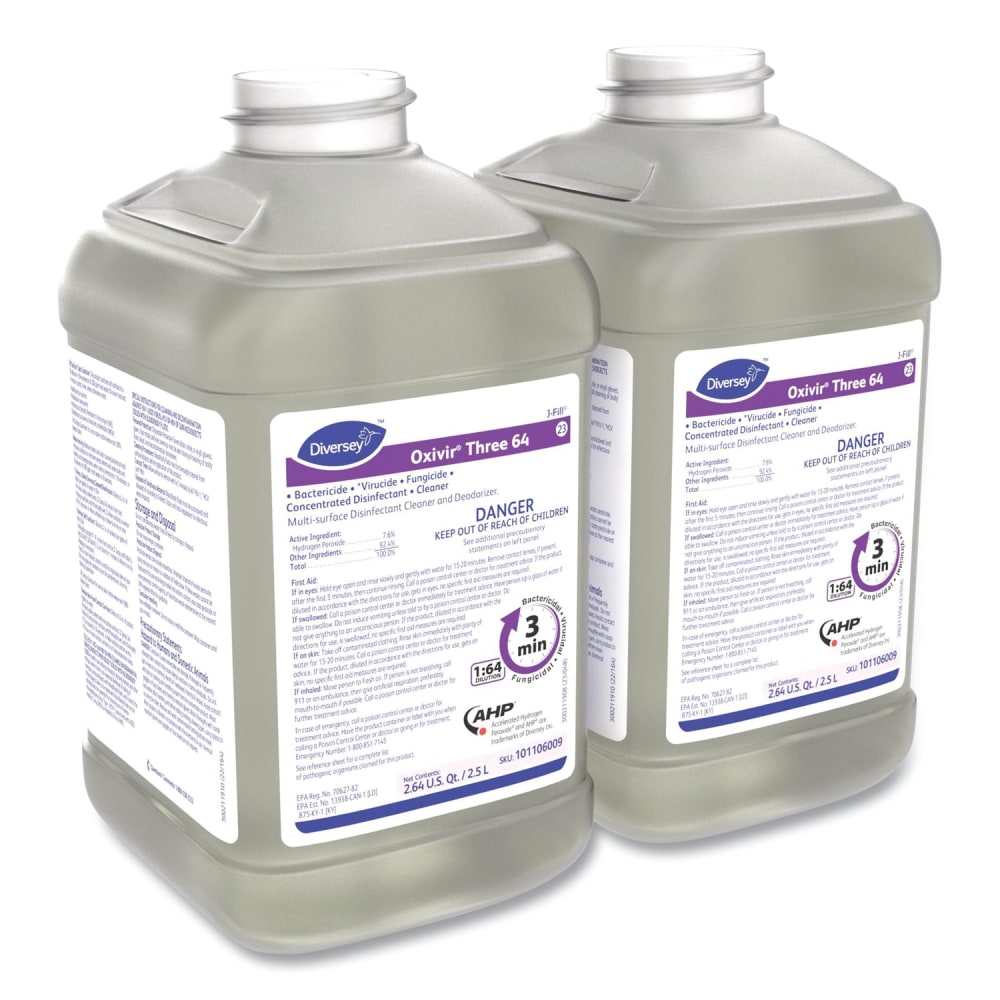 Diversey Oxivir Three 64, Surfectant Scent, 2.5 L Bottle, 2/Carton