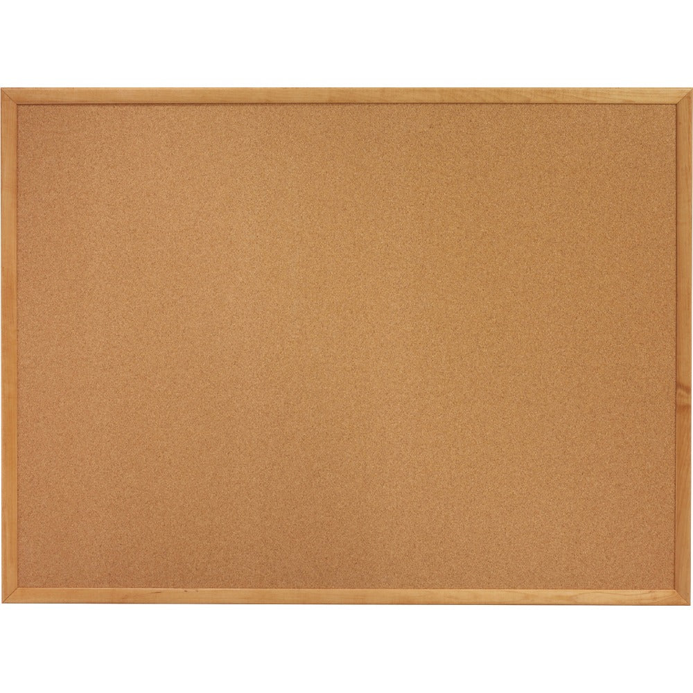 Lorell Wood Frame Cork Board, 72in x 48in, Wood Frame With Oak Finish
