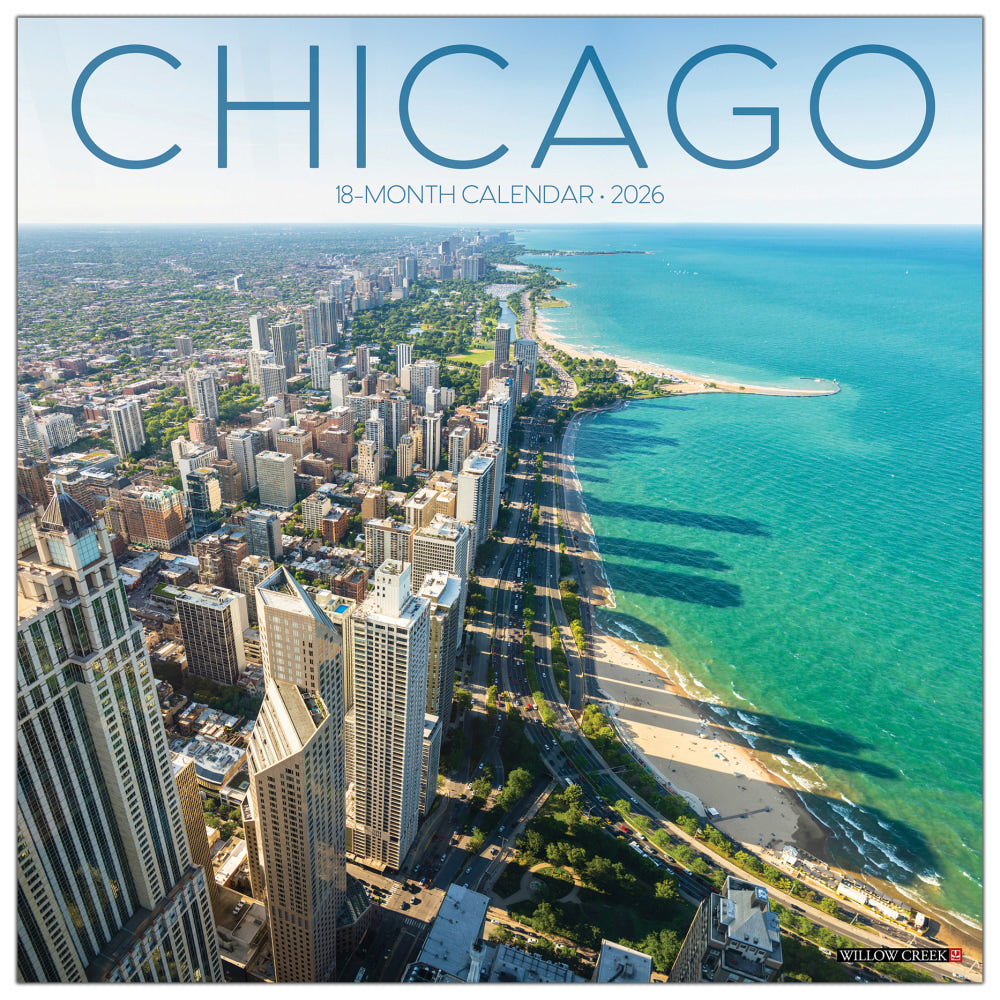 2026 Willow Creek Press Scenic Monthly Wall Calendar, 12in x 12in, Chicago, January To December, 50675
