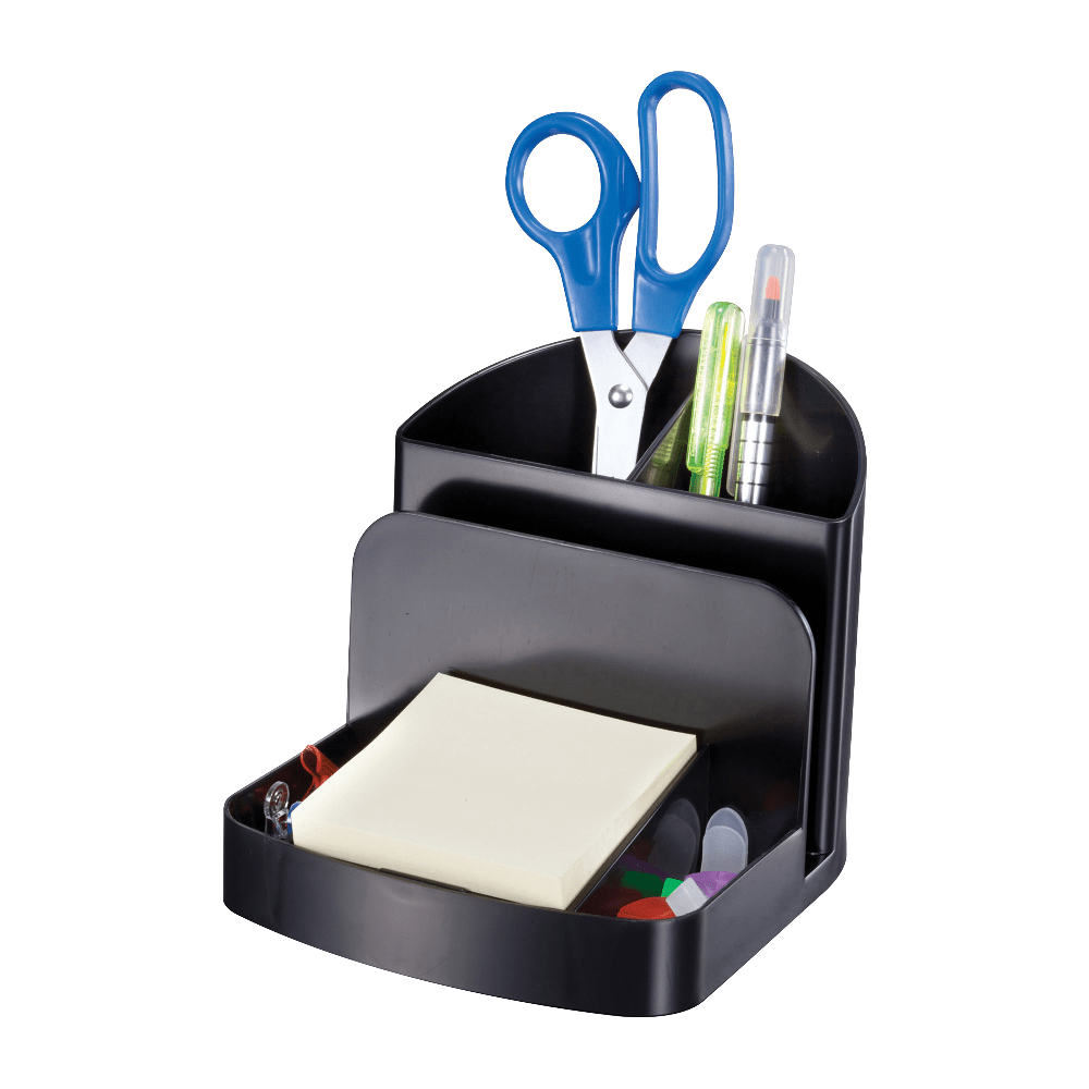Officemate 26022 Recycled Deluxe Desktop Organizer, 5 Compartment, Black - 5 Compartment(s) - 5inx5.4inx 6.8in Depth - 26022