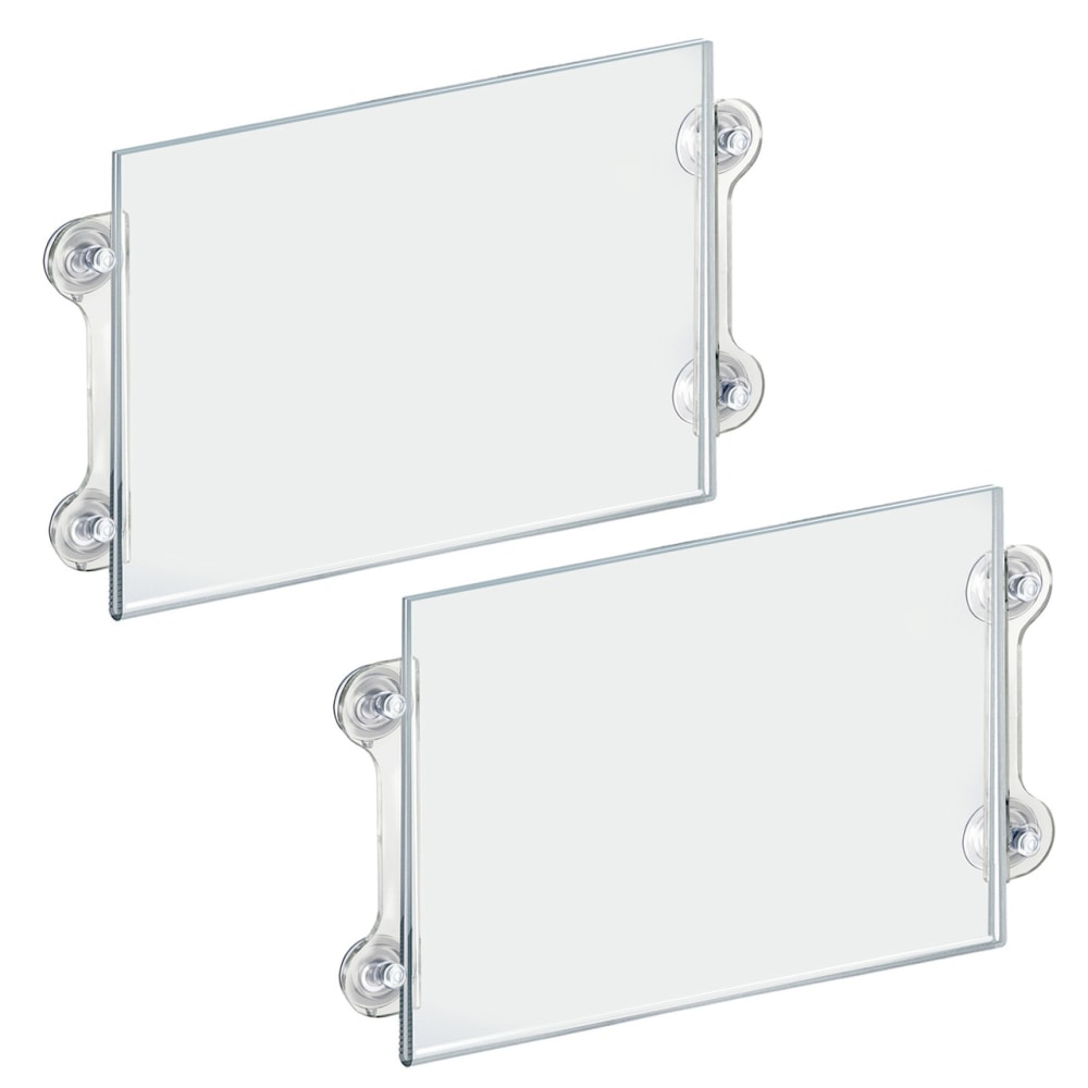 Azar Displays Vertical/Horizontal Sign Frames With Suction Cups, 11in x 14in, Clear, Pack Of 2