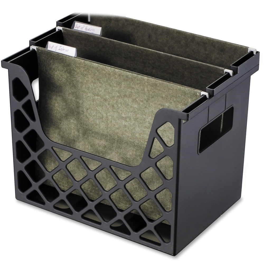 OIC Officemate Plastic Desktop File Organizer, 10.8inH x 13.3inW x 8.6inD, Black