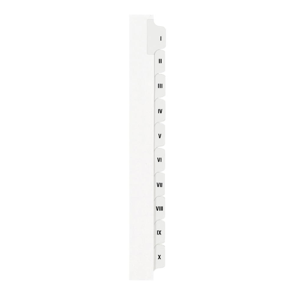 Avery 30% Recycled Preprinted Laminated Gold-Reinforced Tab Dividers, 8 1/2in x 11in, White Dividers/White Tabs, I-X, Pack Of 10 Tabs