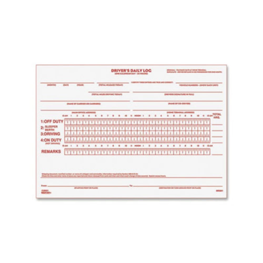 Rediform Drivers Daily Log Book - 31 Sheet(s) - Stapled - 2 Part - Carbon Copy - 7 7/8inx5 1/2in Sheet Size - White - White Sheet(s) - Recycled
