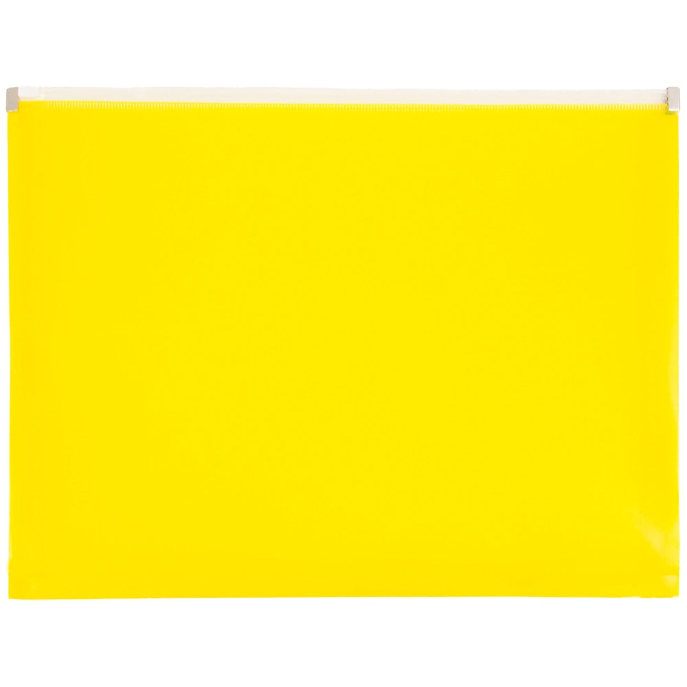 JAM Paper #10 Plastic Envelopes, Zipper Closure, Yellow, Pack Of 12