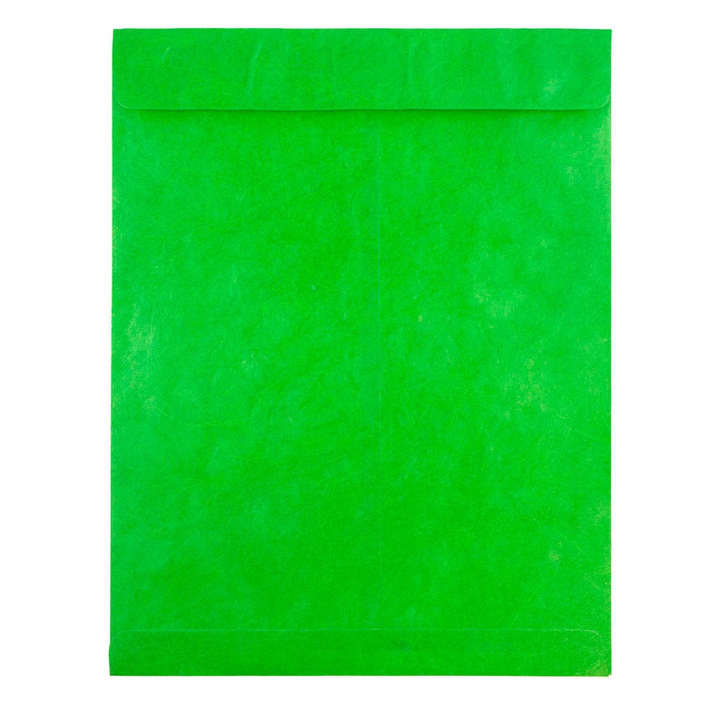 JAM Paper Tyvek Open-End 10in x 13in Catalog Envelopes, Self-Adhesive, Lime Green, Pack Of 25