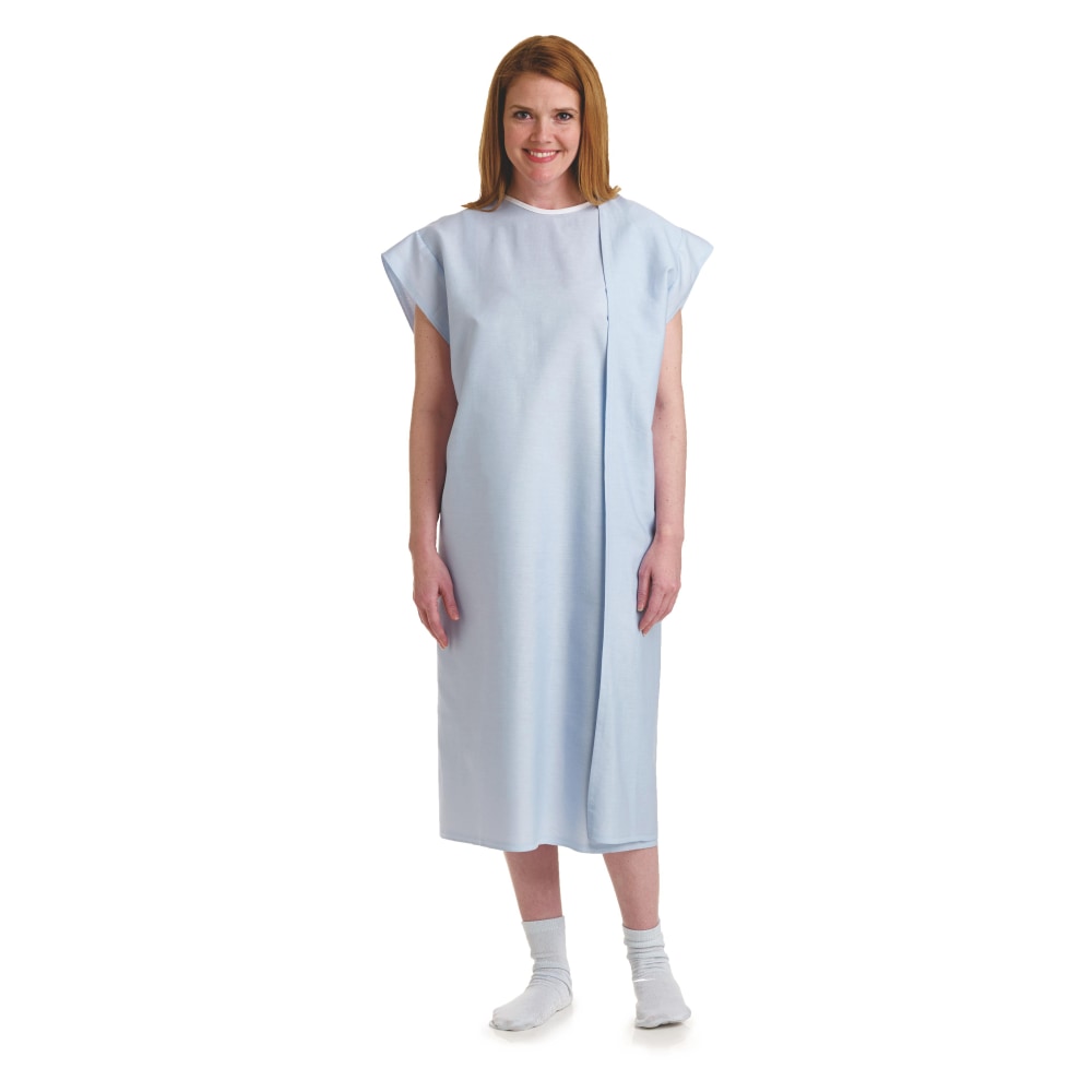 Medline 3-Armhole Examination Gowns, 45in, Blue, Pack Of 12