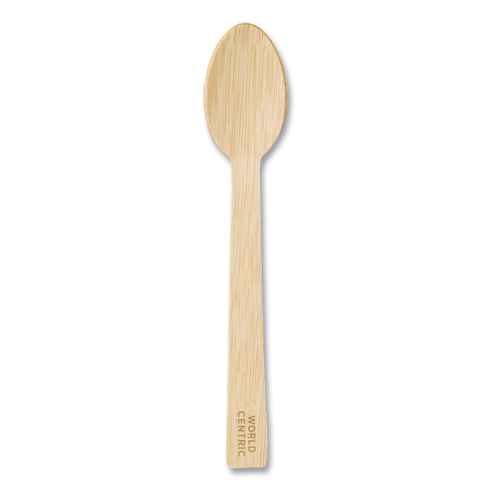 World Centric Bamboo Cutlery, Spoon, 6-3/4in, Natural, Carton Of 2,000 Pieces