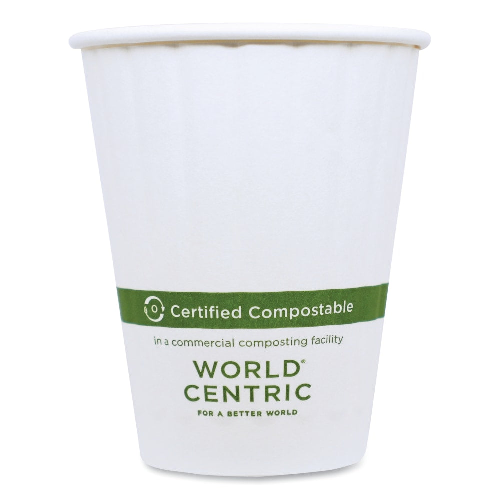 World Centric Double-Wall Paper Hot Cups, 8 Oz, White, Pack Of 1,000 Cups
