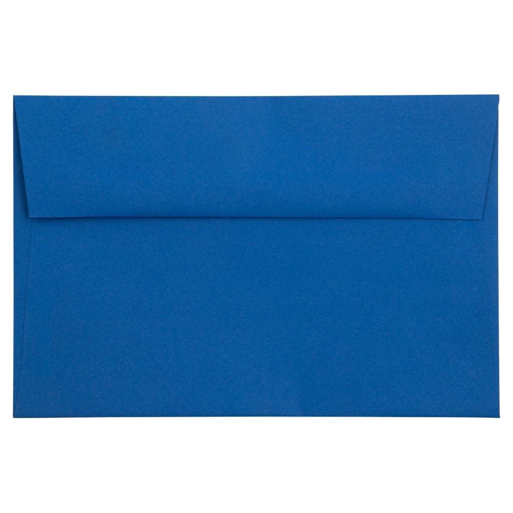 JAM Paper Booklet Invitation Envelopes, A9, Gummed Seal, Presidential Blue, Pack Of 25