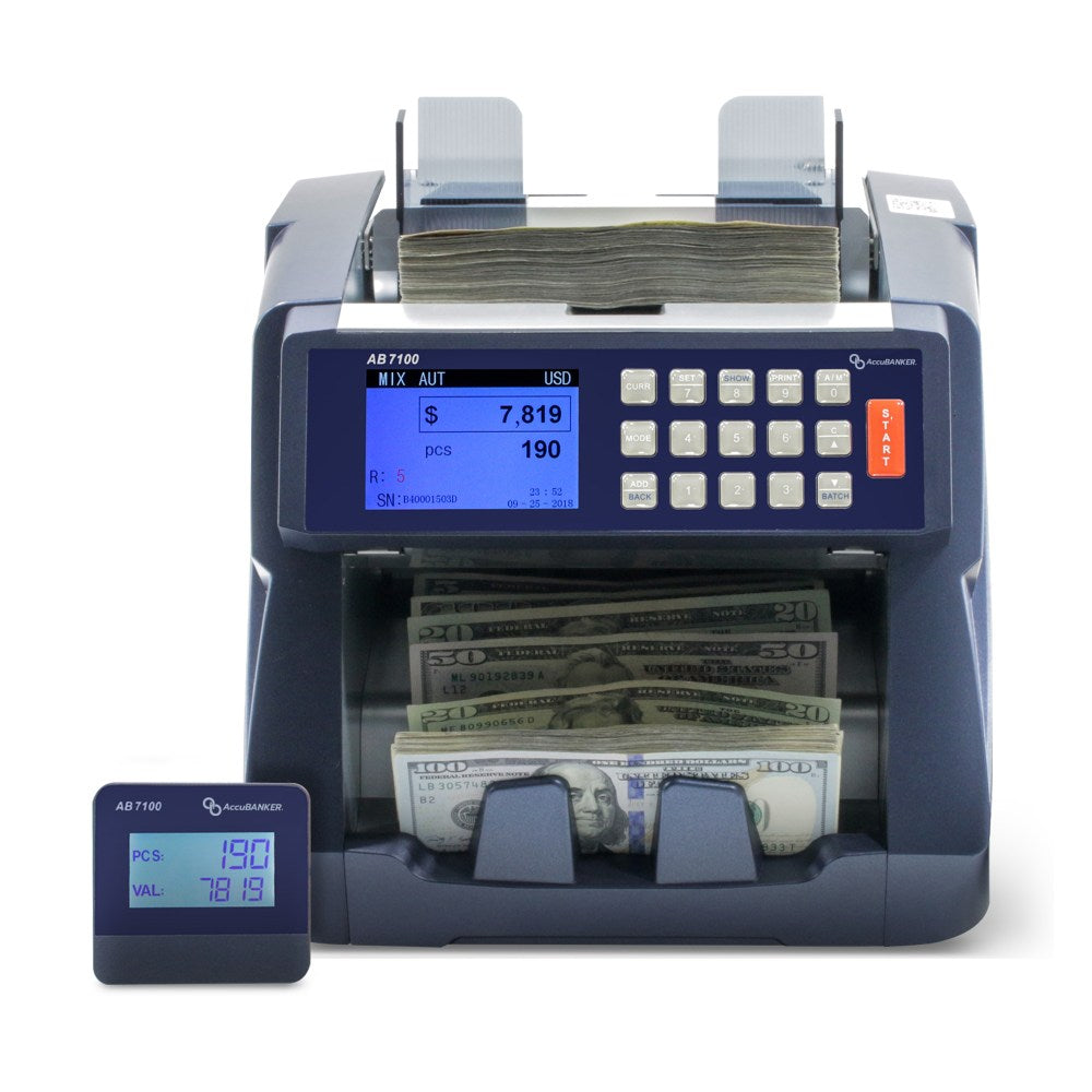 AccuBanker AB7100 Enterprise Mixed Bill Value Counter, 11-7/16inH x 10-5/8inW x 9-1/8inD