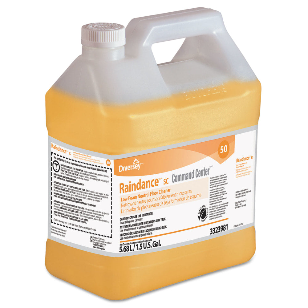Diversey Raindance Low Foam Neutral Floor Cleaner, Floral, Liquid, 6 qt Bottle, 2/Carton
