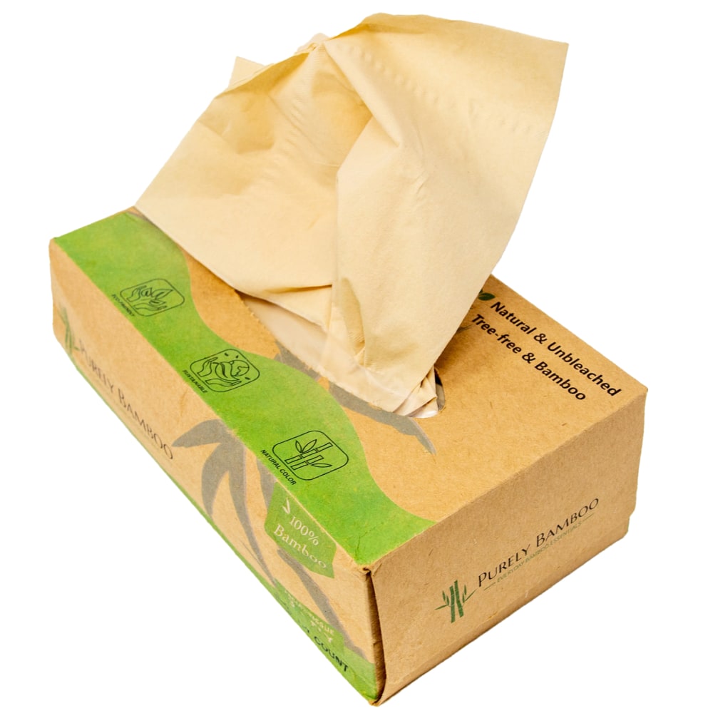 Purely Bamboo Facial Tissues, Beige, 60 Tissues Per Box, Case Of 64 Boxes