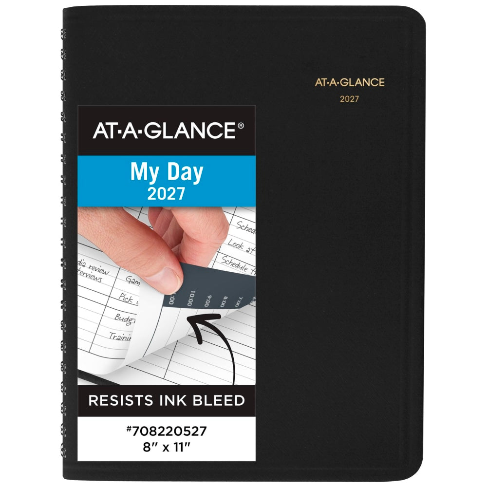 AT-A-GLANCE 2027 Four Person Daily Appointment Book, Black, Large, 8in x 11in