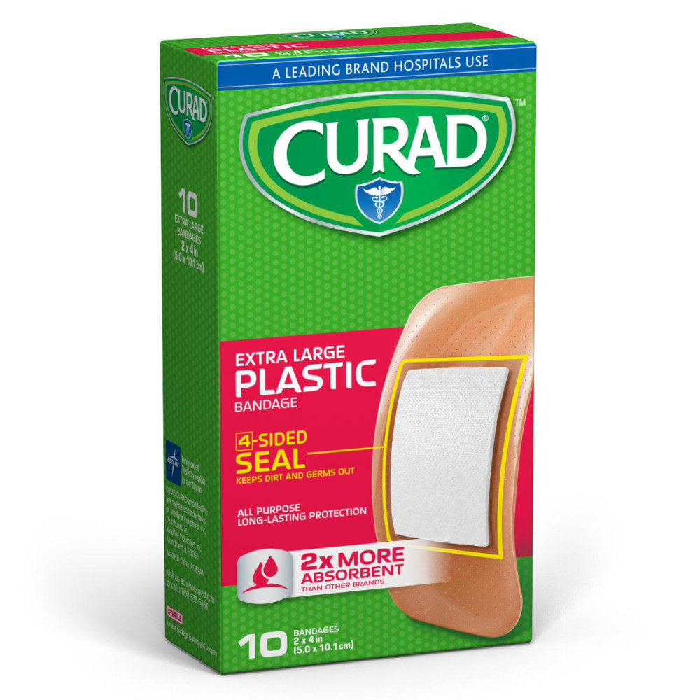 CURAD Plastic Adhesive Bandages, 2in x 4in, Tan, Case Of 24