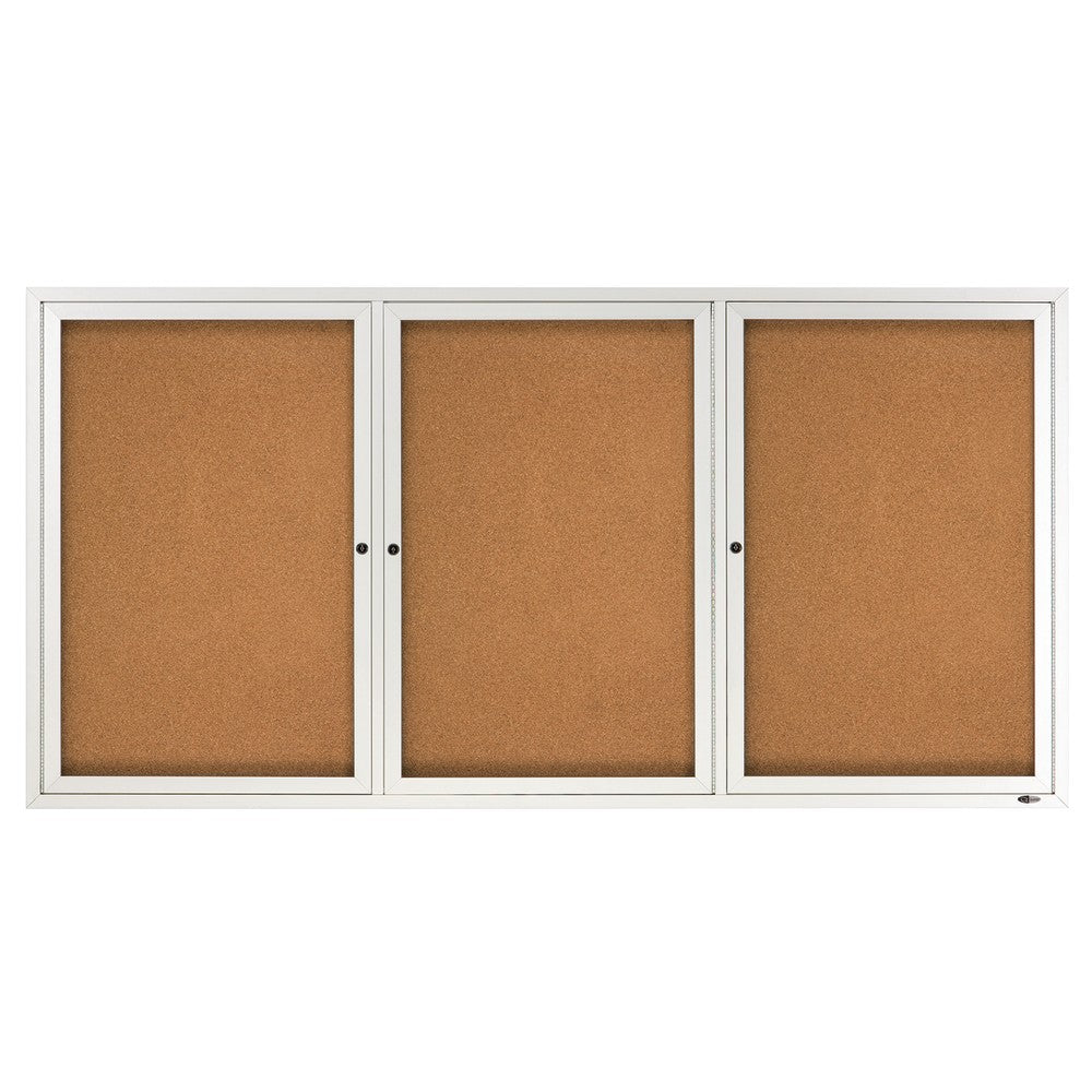 Quartet Classic Enclosed Cork Bulletin Board, 36in x 72in, Aluminum Frame With Silver Finish