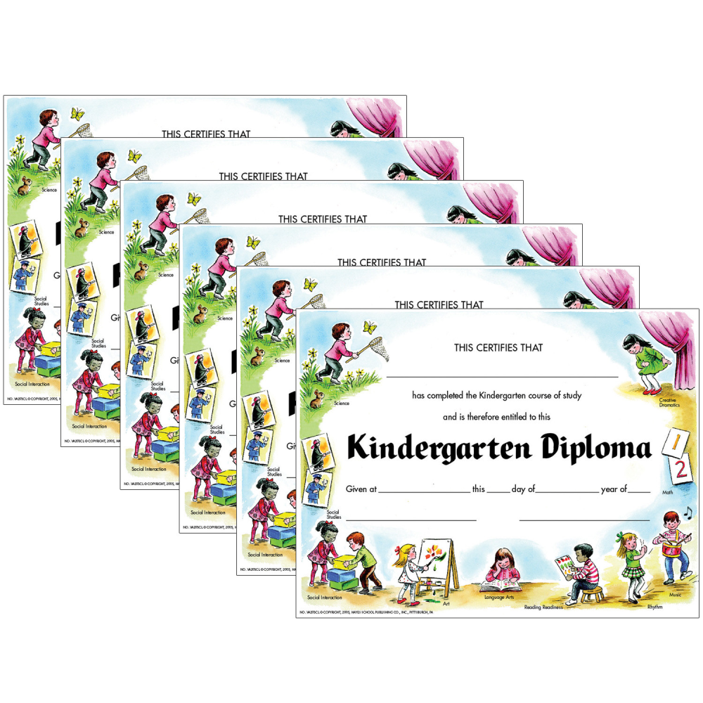 Hayes Publishing Kindergarten Diploma, 30 Per Pack, Set Of 6 Packs