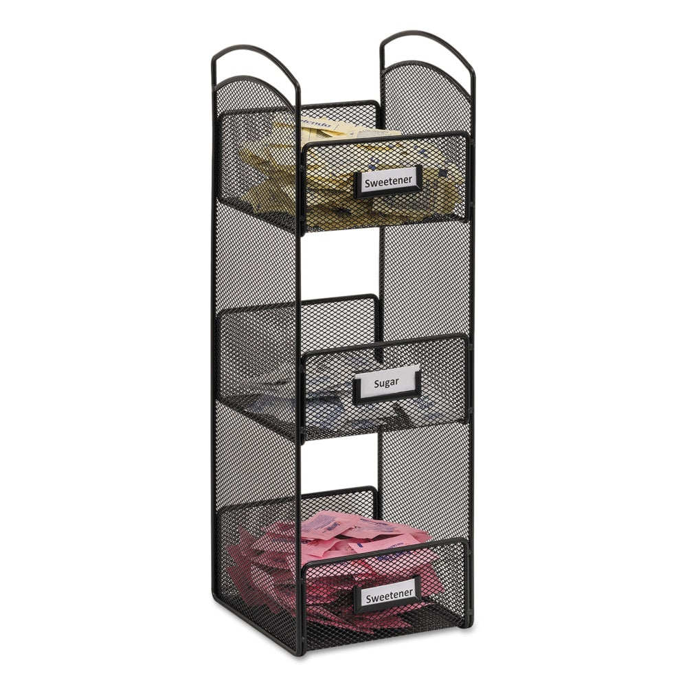 Safco Onyx Breakroom Organizer, 3 Compartments, 6in x 6in x 18in, Black