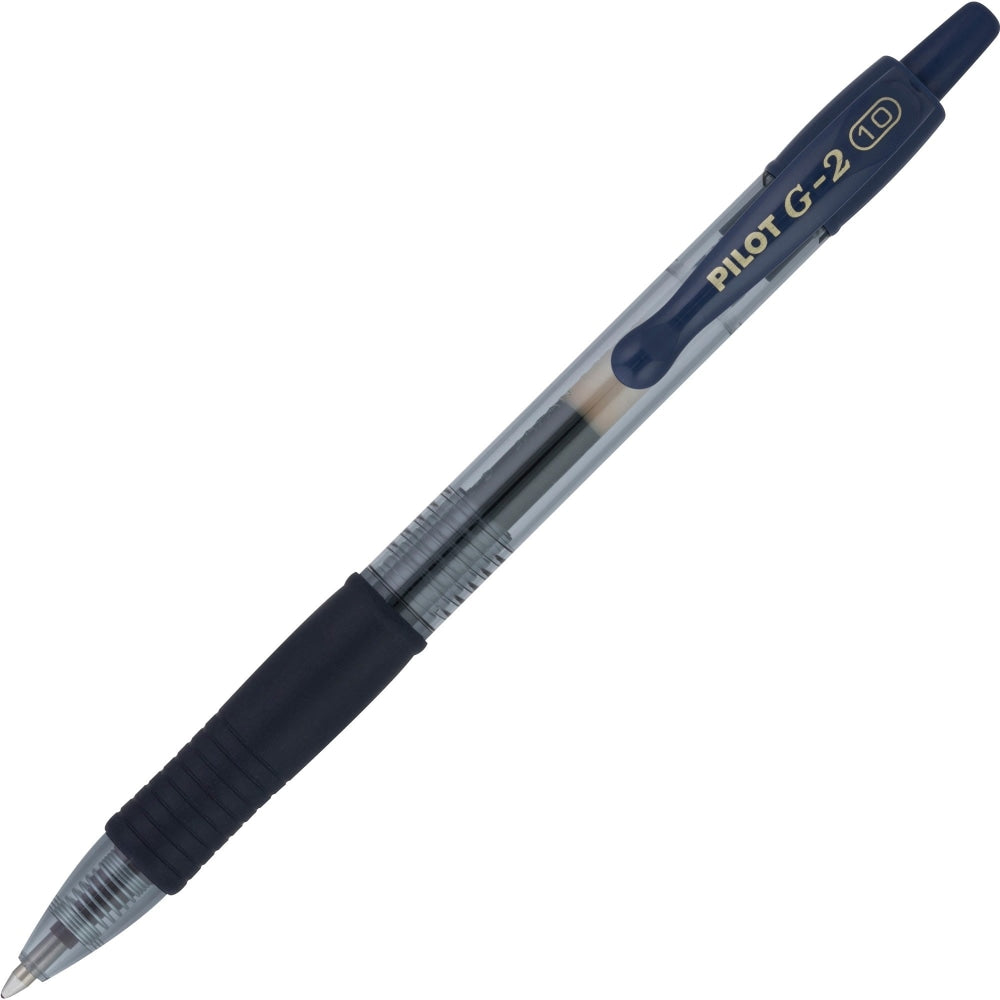 Pilot G2 Retractable Gel Pens, Pack Of 12, Fine Point, 1.0 mm, Clear Barrel, Blue Ink