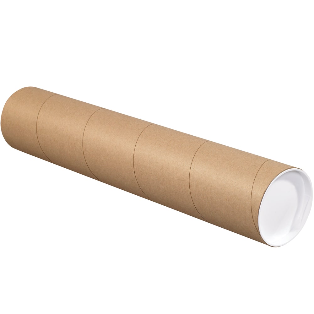 Office Depot Brand Kraft Mailing Tubes With Plastic Endcaps, 4in x 36in, Pack Of 15