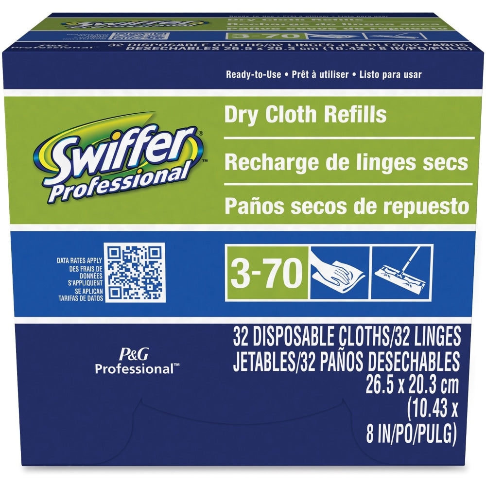 Swiffer Sweeper Dry Cloth Refills, 10-5/8in x 8in, White, 32 Cloths Per Box, Carton Of 6 Boxes
