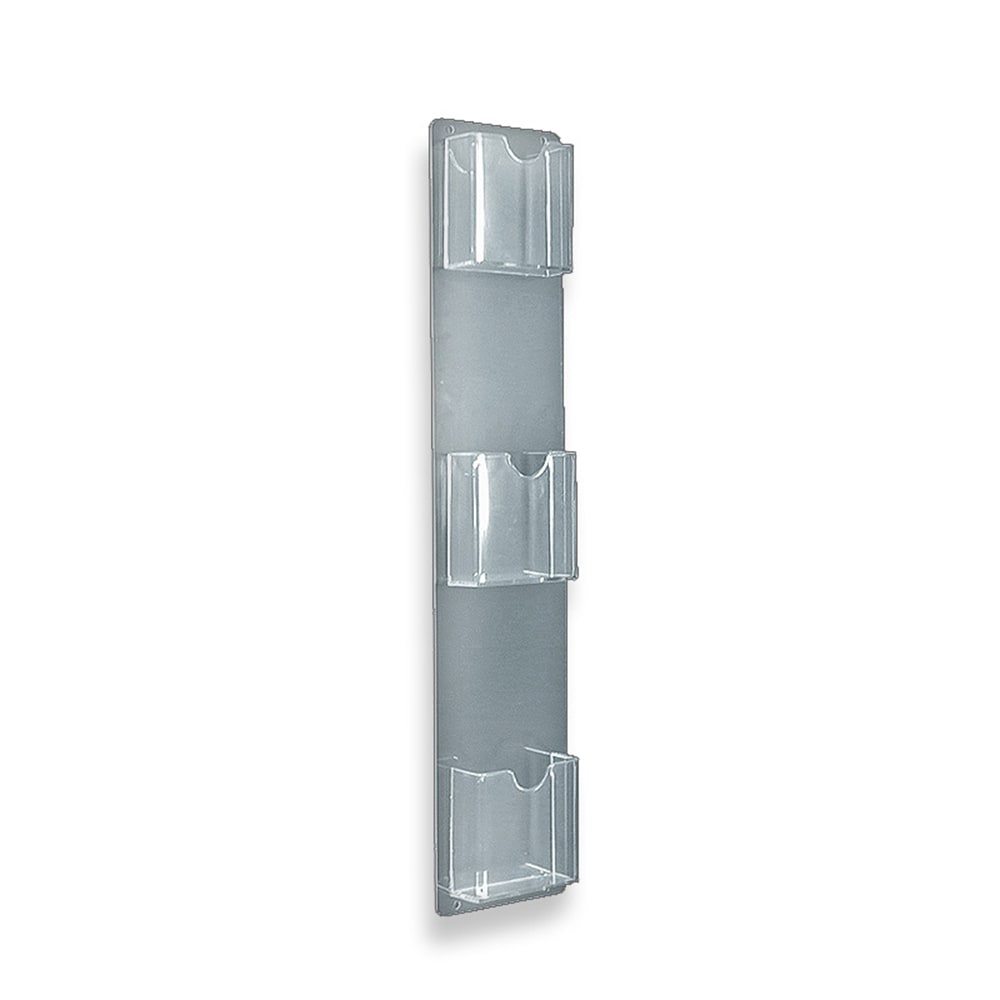 Azar Displays Wall-Mount Brochure Holders, Trifold, 3 Pockets, Acrylic, 26in x 5 1/2in, Pack Of 2