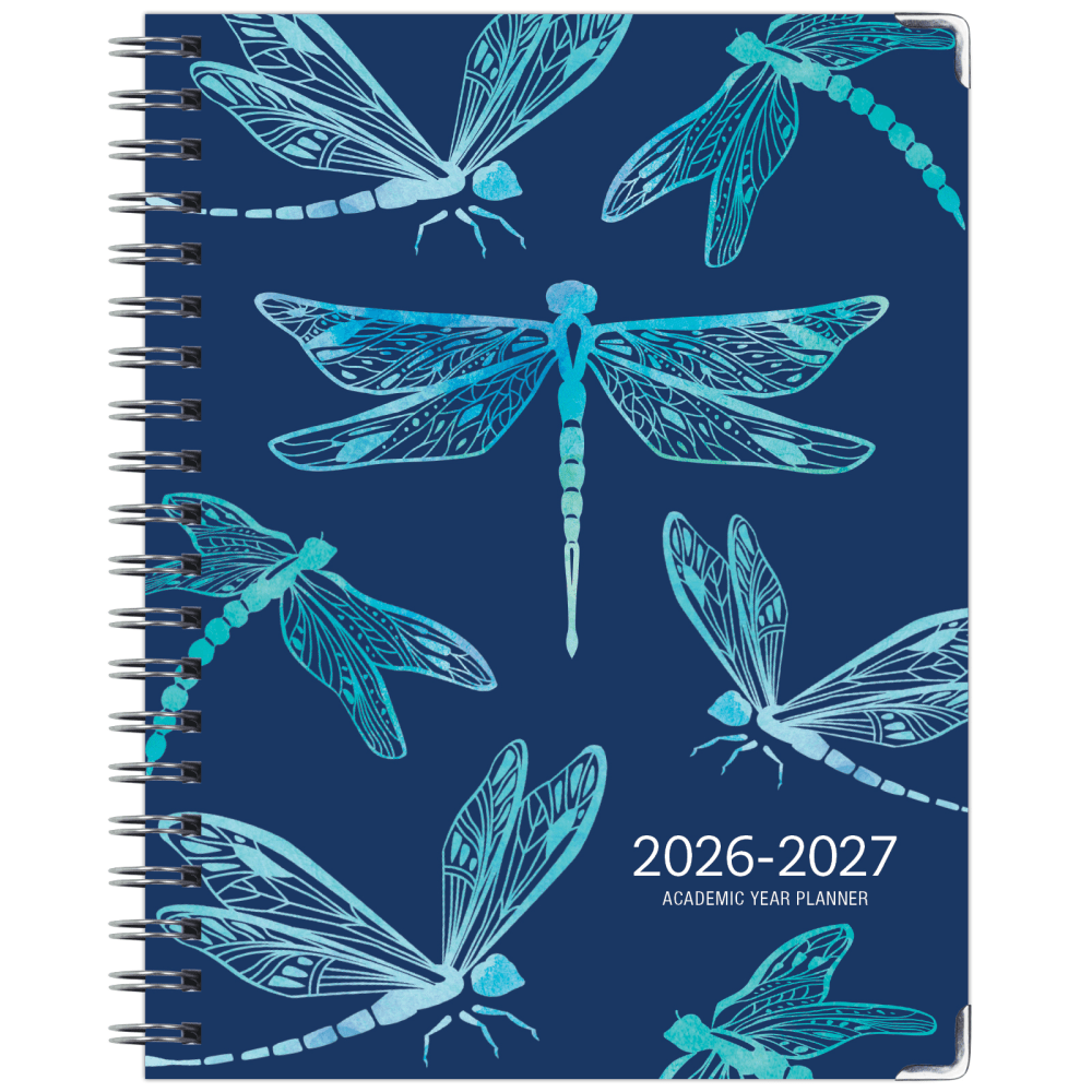 2026-2027 Excello Brands 14-Month Academic Year Hardcover Weekly/Monthly Fashion Planner, 8-1/2in x 11in, Dragonflies, May To June, Total Qty 1