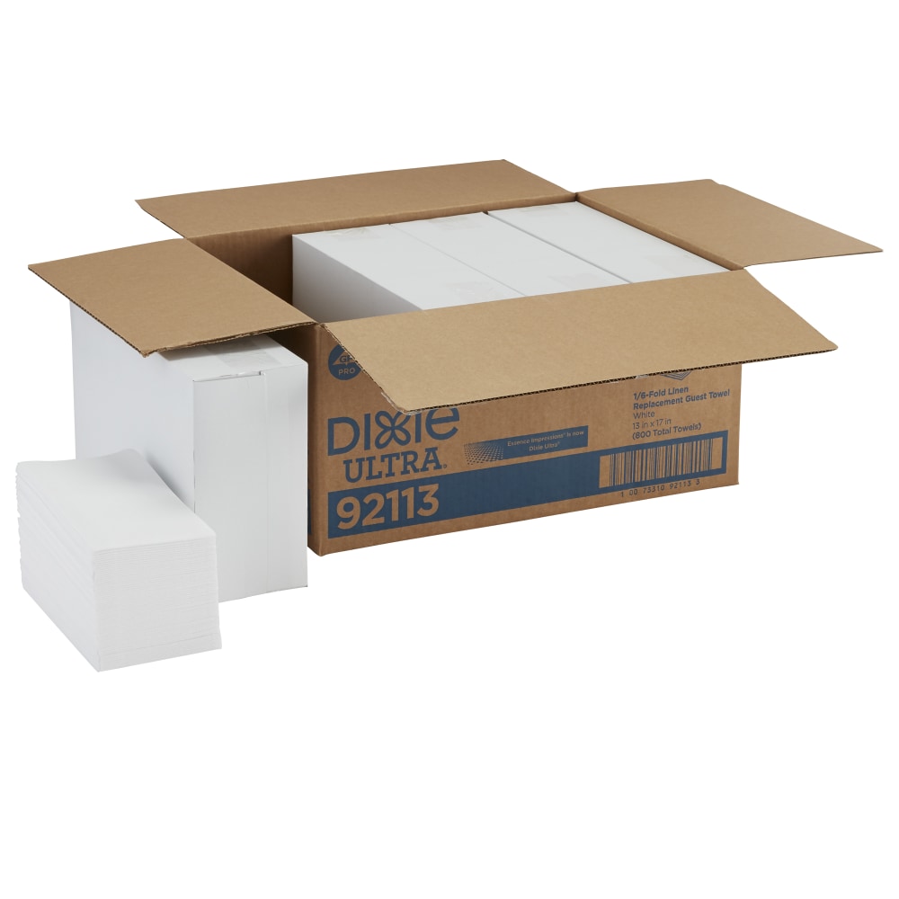 Dixie Ultra 1/6-Fold Linen Replacement 1-Ply Guest Towels, 13in x 17in, White, 200 Napkins Per Pack, Case Of 4 Packs