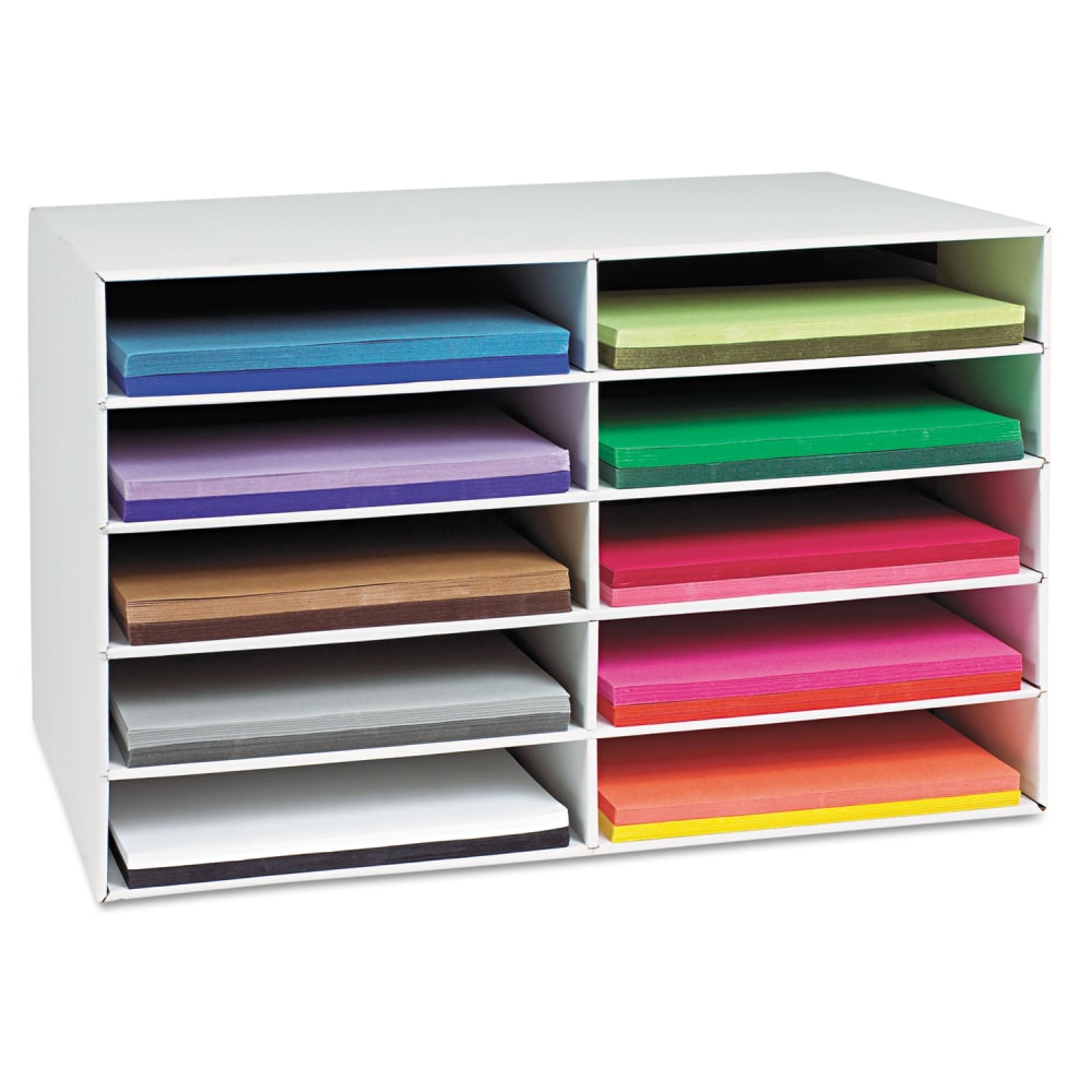 Classroom Keepers Corrugated Construction Paper Storage Unit, For 12in x 18in Sheets, 10-Slots, White