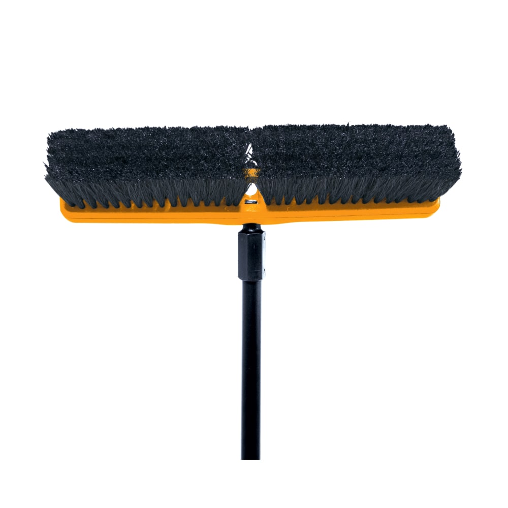 Rubbermaid Commercial Medium Sweep Plastic Foam Block - 3in Tampico Bristle - 18in Brush Face - 1 Each - Black