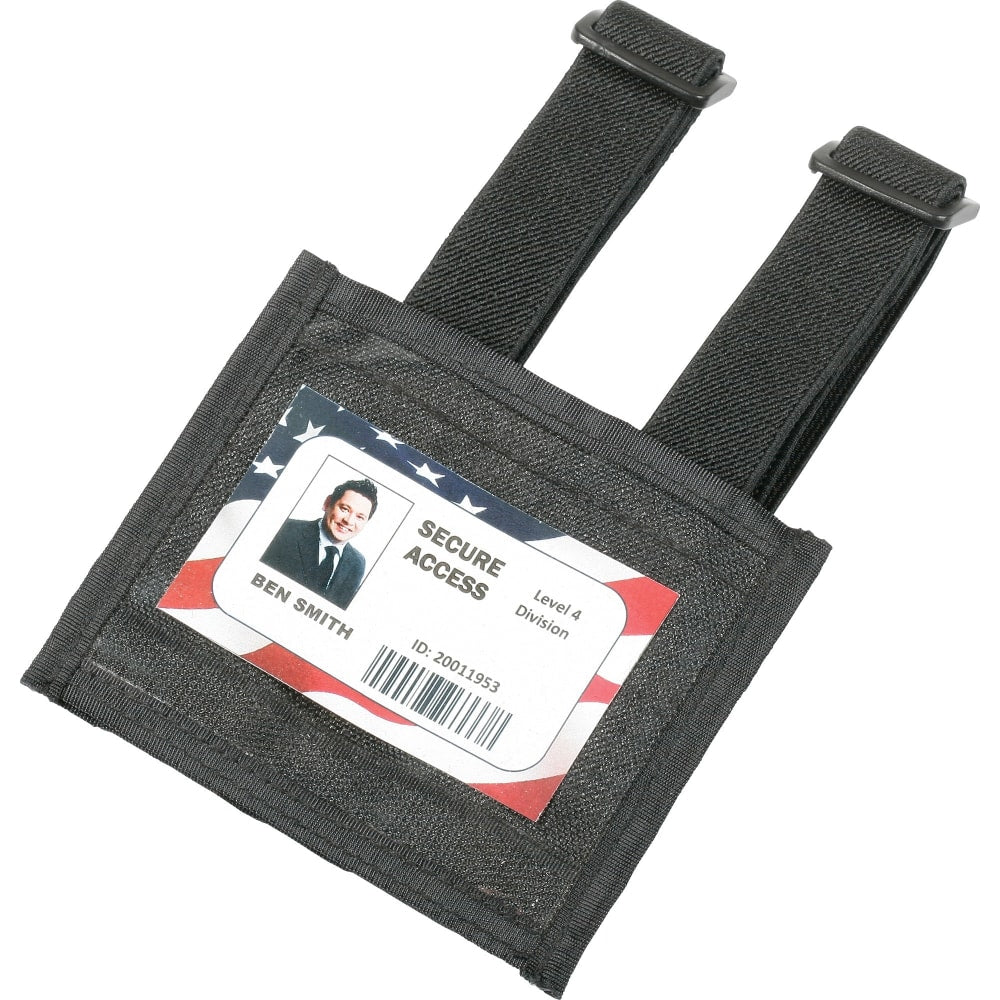 SKILCRAFT Armband ID Badge Holder - Support 3.75in x 2.63in Media - Vertical - Plastic, Vinyl - Black, Clear - 1 Each - TAA Compliant