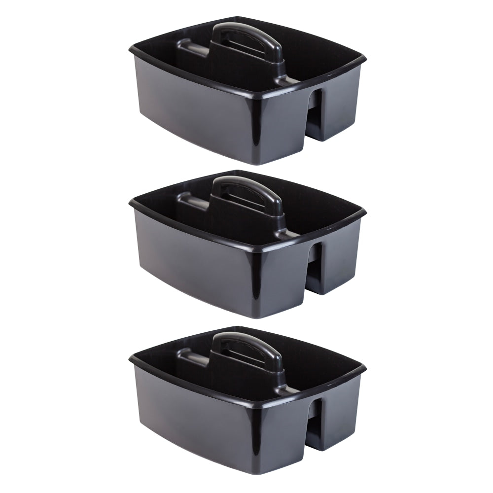 Storex Large Caddies, 6-3/8inH x 11inW x 13inD, Black, Pack Of 3 Caddies