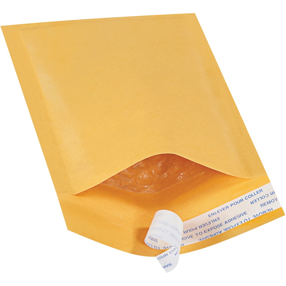 South Coast Paper Kraft Self-Seal Bubble Mailers, #000, 4in x 8in, Pack Of 250
