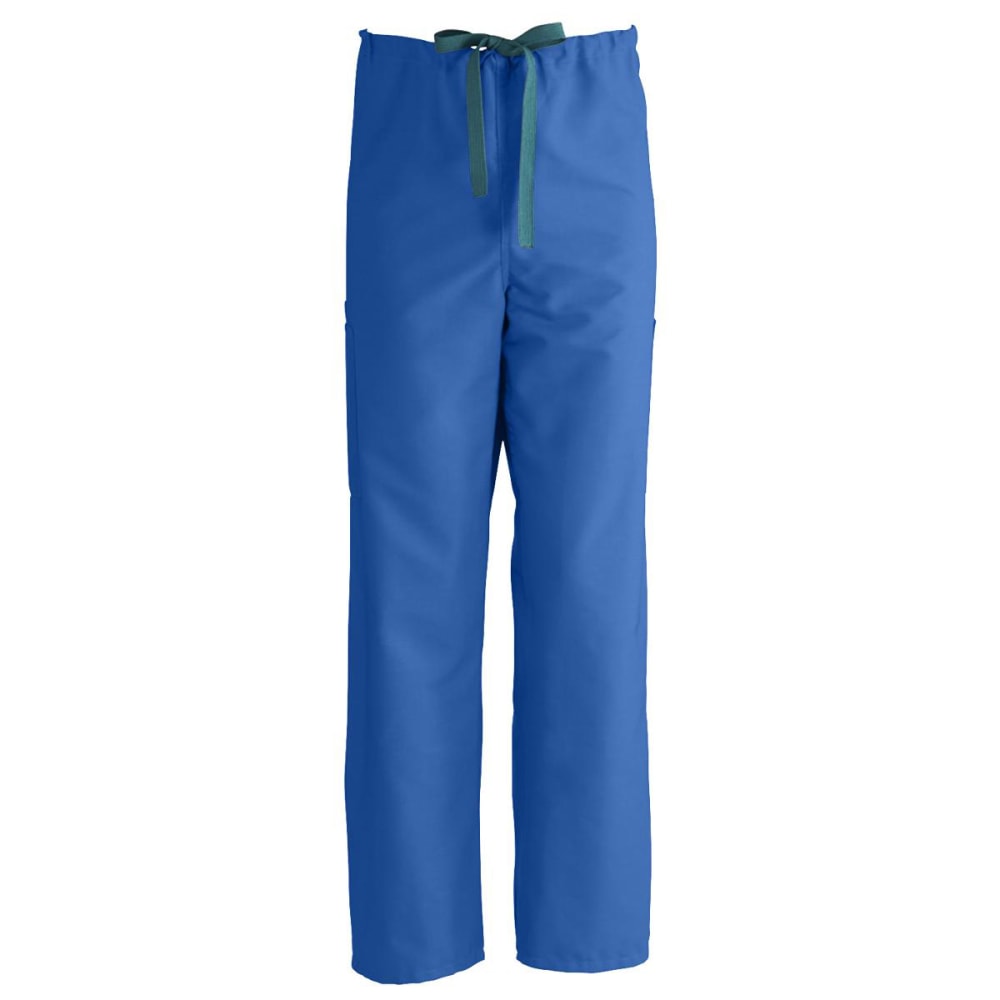 Medline ComfortEase Unisex Regular Non-Reversible Drawstring Cargo Scrub Pants, 4X, Royal Blue
