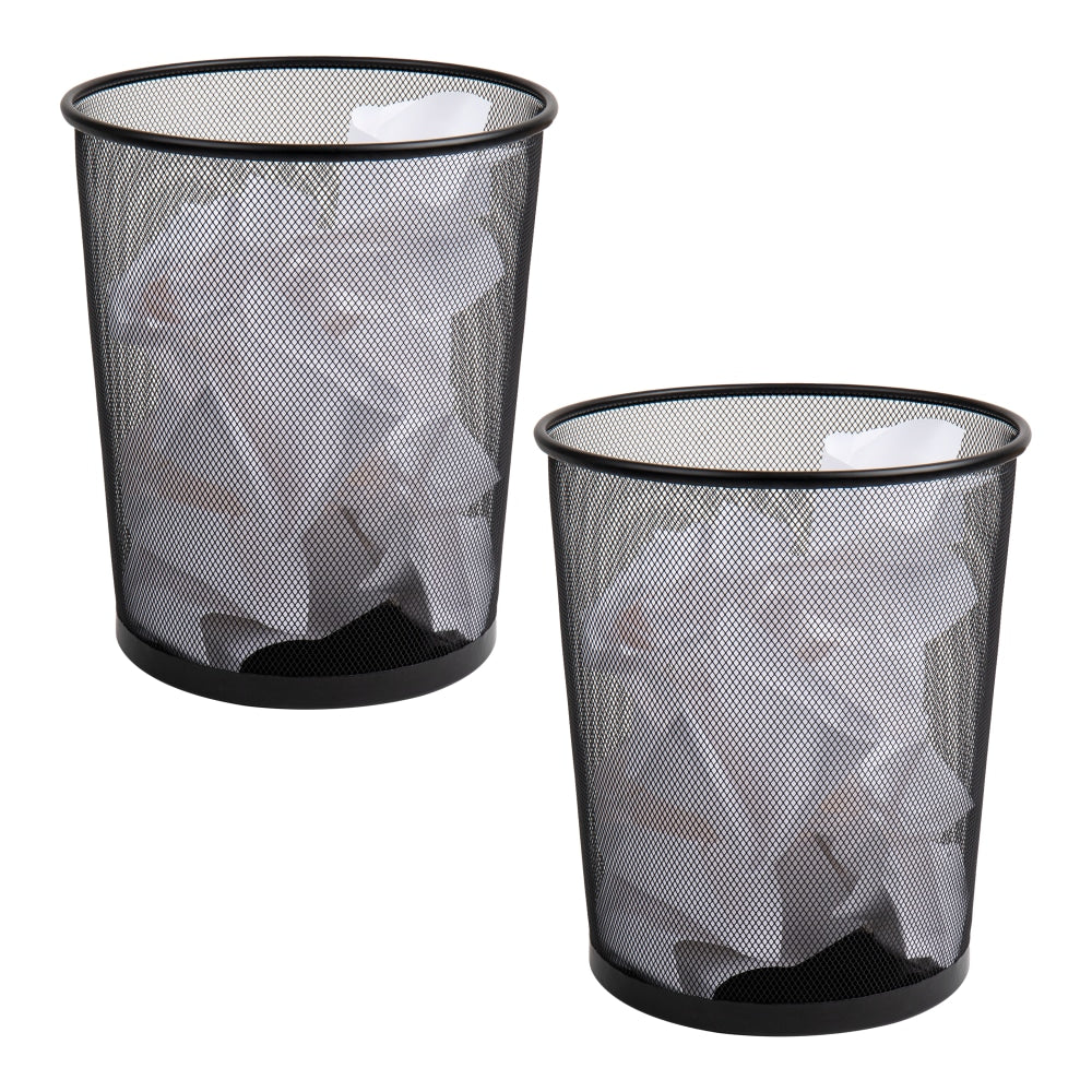 Mind Reader Metal Mesh Trash Cans, 4.4 Gallon, 13-3/4inH x 11-1/2inW x 11-1/2inD, Black, Pack Of 2 Cans