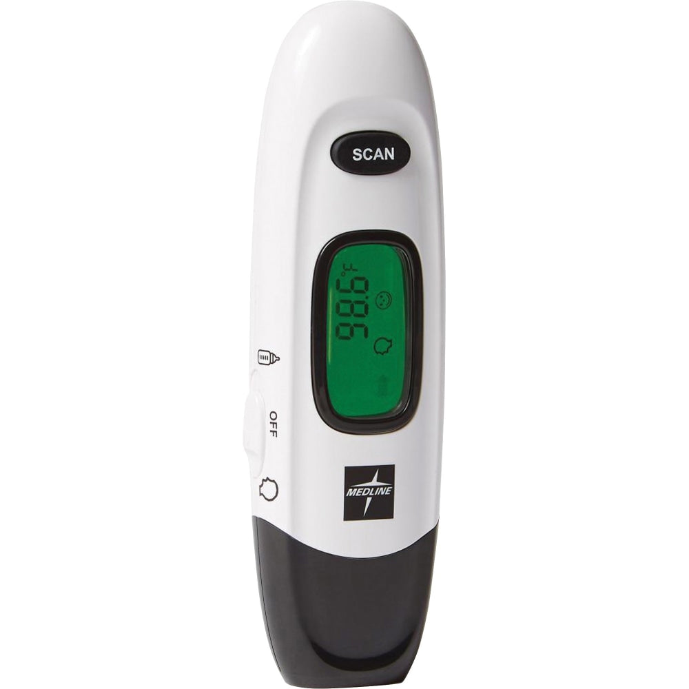 Medline No Touch Forehead Thermometer - Reusable, Dual Dial, Infrared - For Home, Forehead, Clinical - White - 1 Each