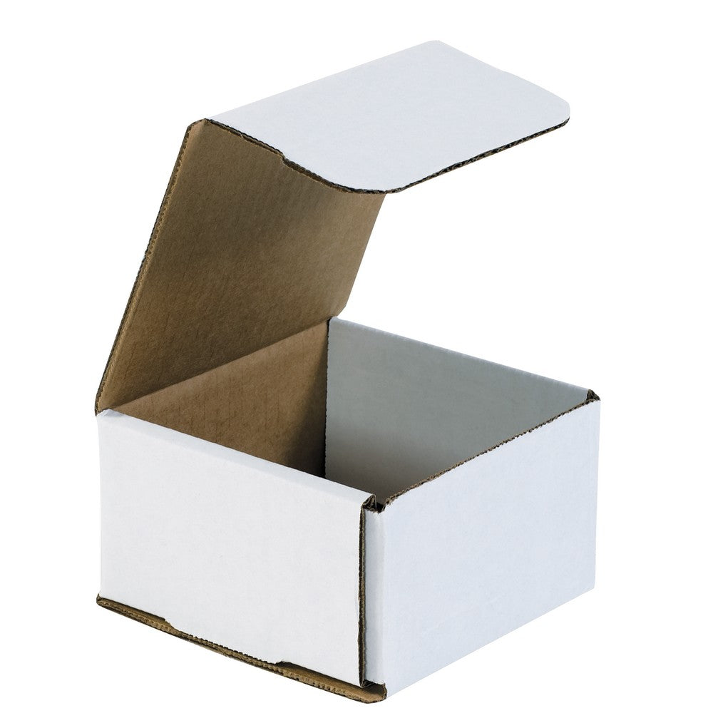 Partners Brand White Corrugated Mailers, 4 3/8in x 4 3/8in x 2 1/2in, Pack Of 50