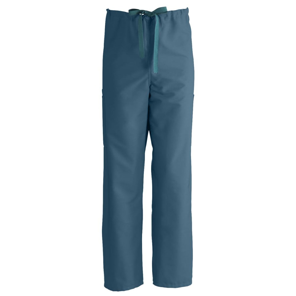 Medline ComfortEase Unisex Tall Non-Reversible Drawstring Cargo Scrub Pants, Medium, Caribbean Blue