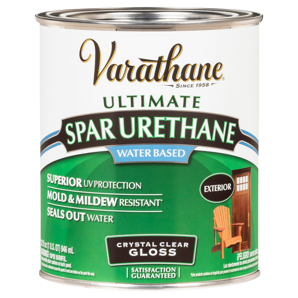 Varathane Ultimate Water-Based Spar Urethane, 32 Oz, Crystal Clear Gloss, Pack Of 2 Cans