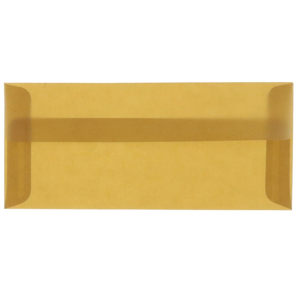 JAM Paper #10 Business Booklet Envelopes, Translucent, Gummed Closure, Earth Brown, Pack Of 25
