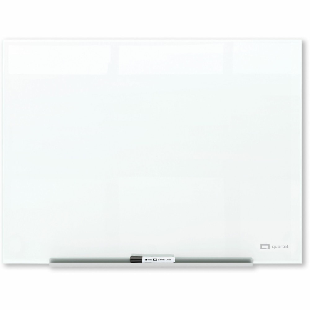 Quartet InvisaMount Magnetic Glass Board - 48in (4 ft) Width x 36in (3 ft) Height - White Tempered Glass Surface - Horizontal - Magnetic