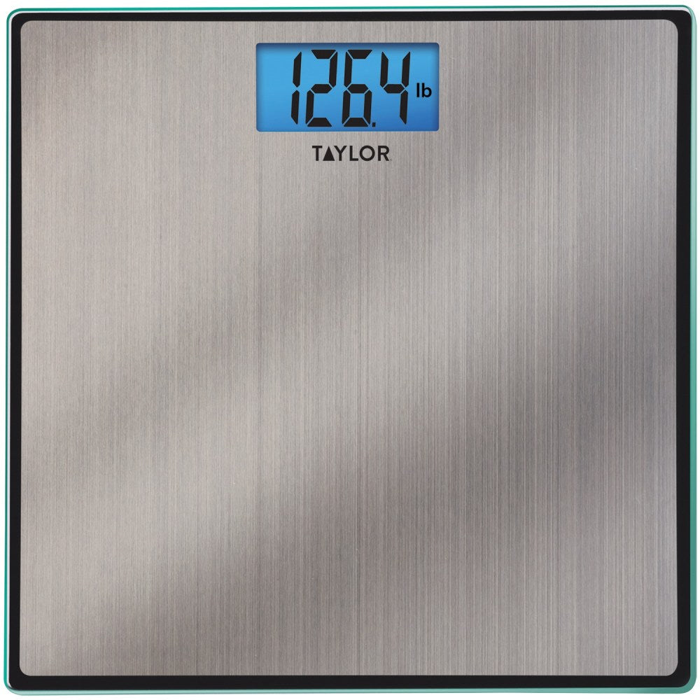 Taylor Precision Easy-To-Read 400 lb Capacity 74074102 Bathroom Scale, 11-13/16inH x 11-13/16inW x 2inD, Silver