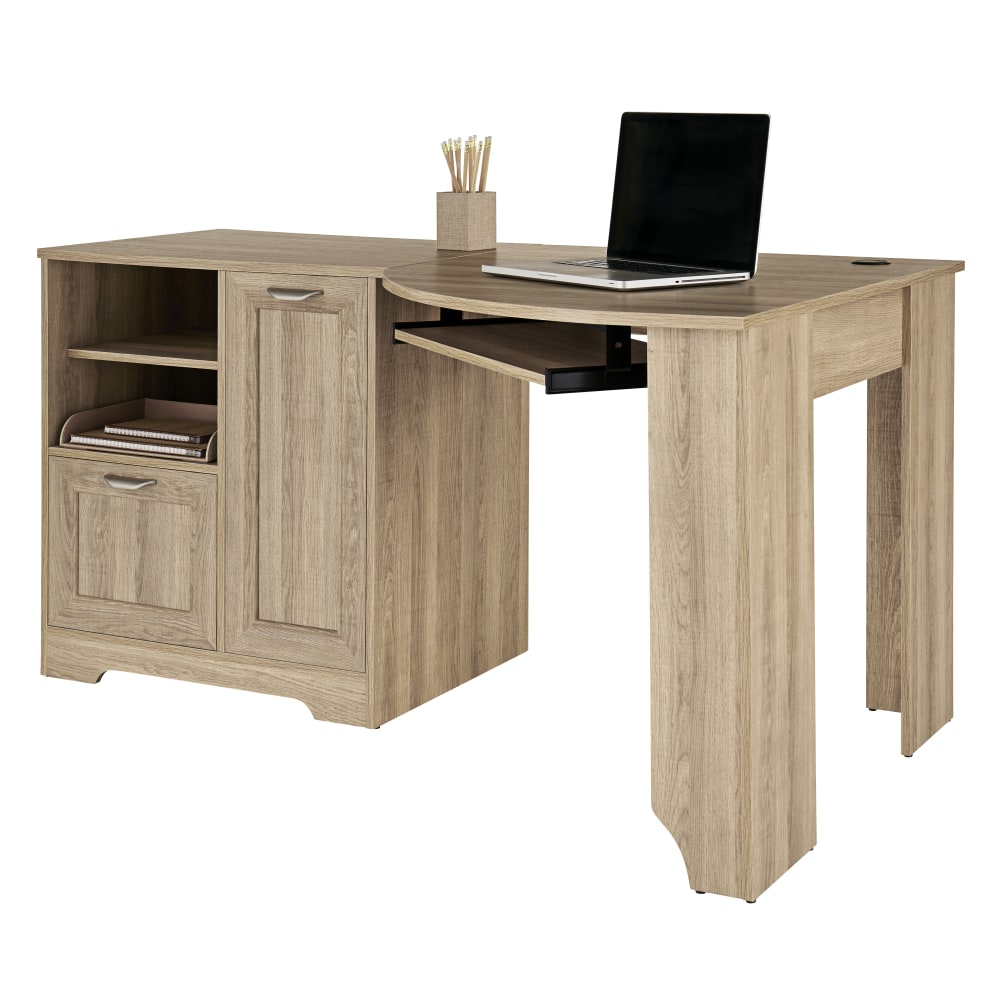 Realspace Magellan 60inW Corner Computer Desk, Blonde Ash